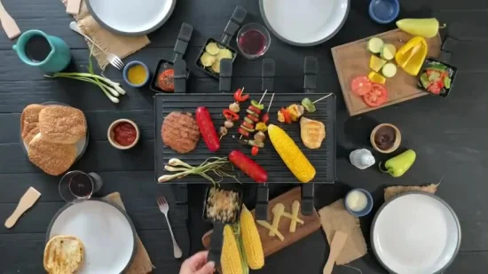 Elektrischer neuer Raclette-Grill mit Fondue-Set