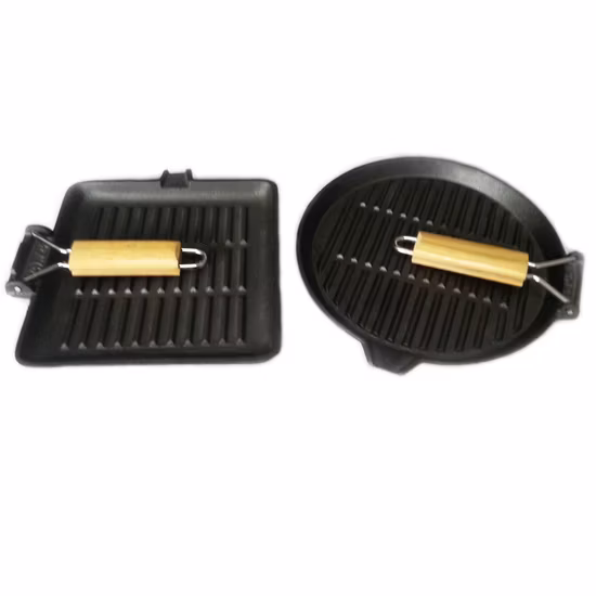 Indoor BBQ Raclette-Grill aus Holz mit kleinen Pfannen mit Holzgriff